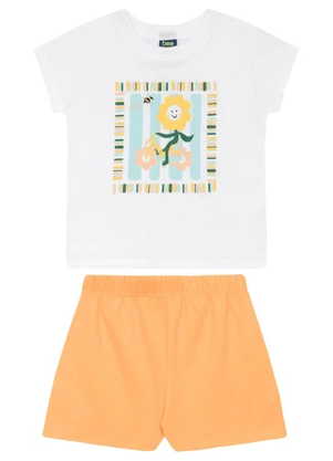 Conjunto Blusa e Short para Menina Bee Loop Branco - BEE LOOP