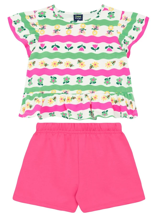 Bee Loop - Conjunto Blusa e Short para Menina Bee Loop Rosa