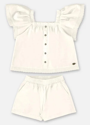Up Baby - Conjunto Blusa e Short para Menina Bege - UP BABY