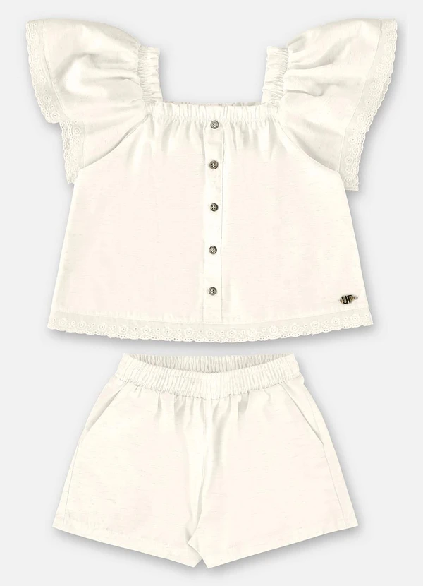 Up Baby - Conjunto Blusa e Short para Menina Bege