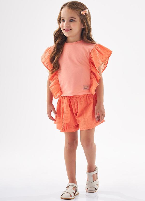 Up Baby - Conjunto Blusa e Short para Menina Laranja