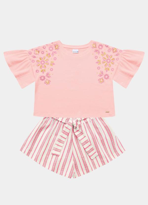 Fakini Kids - Conjunto Blusa e Short Rosa