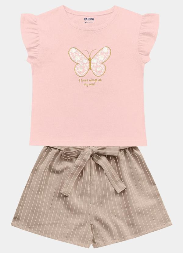 Fakini Kids - Conjunto Blusa e Short Rosa