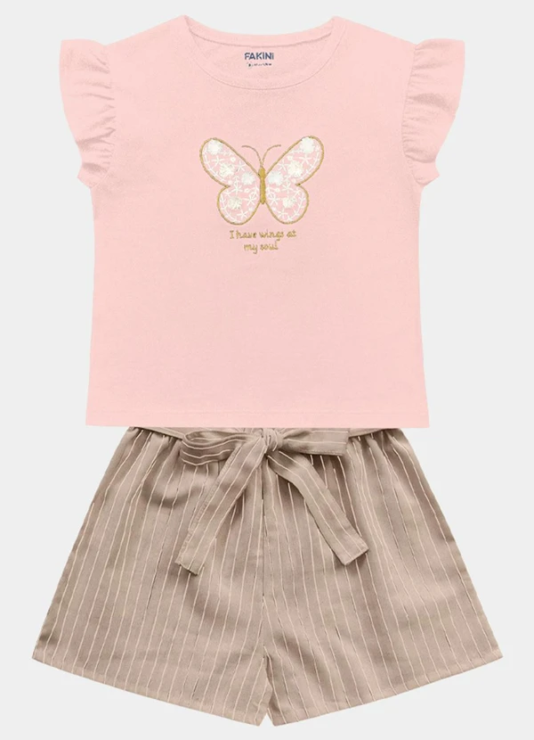 Fakini Kids - Conjunto Blusa e Short Rosa