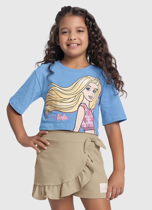 Fakini Kids - Conjunto Blusa e Short Saia Barbie Azul 2