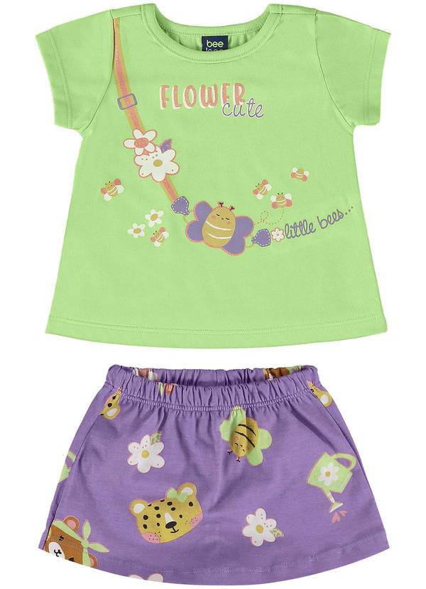 Bee Loop - Conjunto Blusa e Short-Saia Bebê Verde