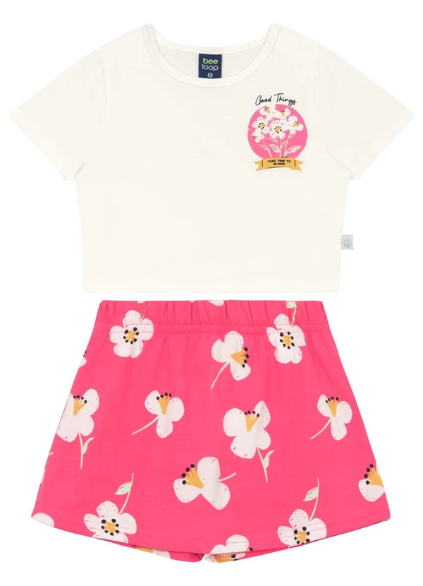 Bee Loop - Conjunto Blusa e Short-Saia Bee Loop Branco