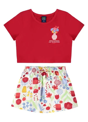 Bee Loop - Conjunto Blusa e Short-Saia Vermelho - BEE LOOP