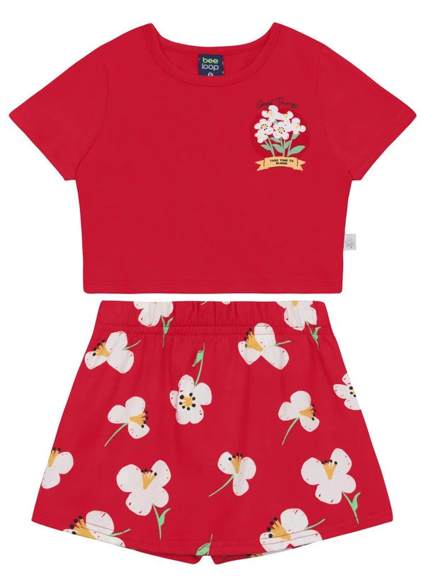 Bee Loop - Conjunto Blusa e Short-Saia Bee Loop Vermelho