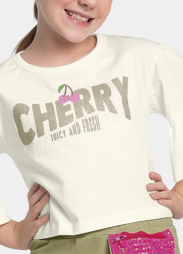 Fakini Kids - Conjunto Blusa e Short Saia Bege 3