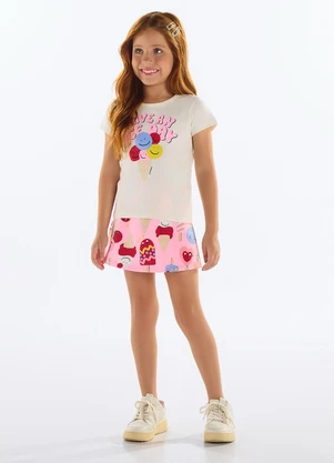 Quimby - Conjunto Blusa e Short-Saia Bege - QUIMBY