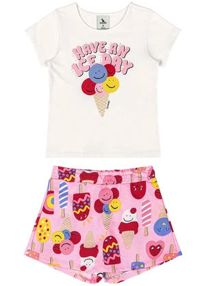 Quimby - Conjunto Blusa e Short-Saia Bege - QUIMBY