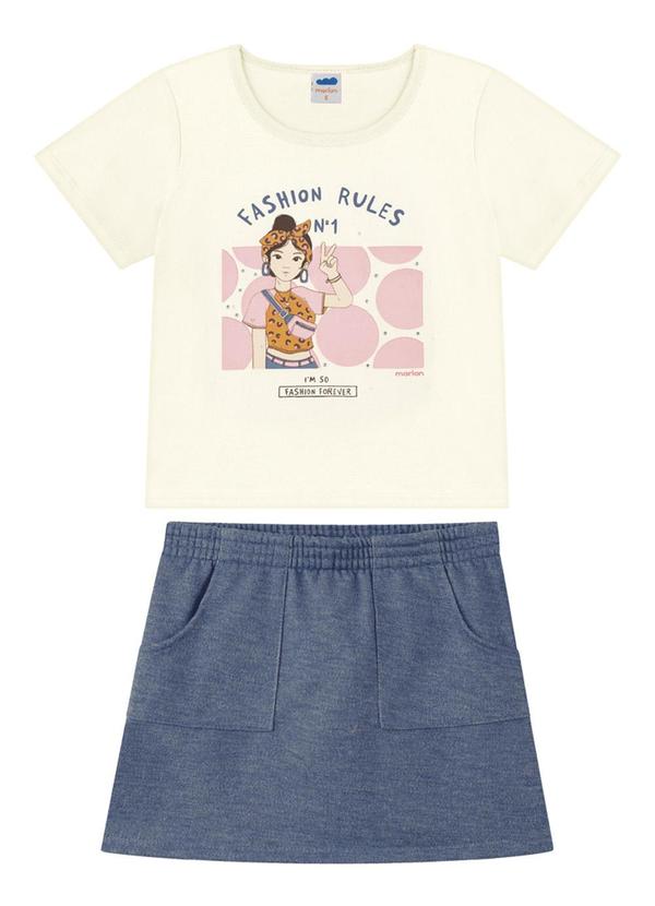 Marlan - Conjunto Blusa e Short Saia Bege