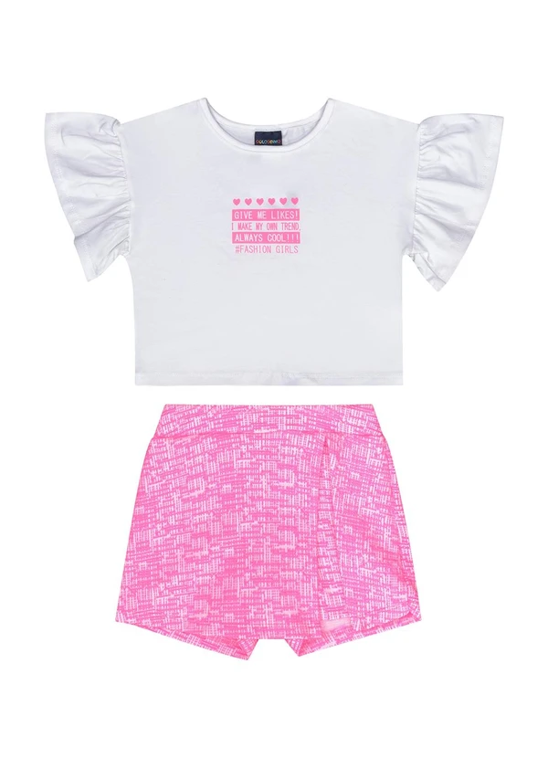 Guloseima - Conjunto Blusa e Short-Saia Branco