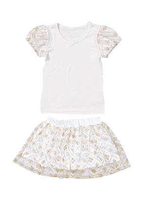 Soft Bonni - Conjunto Blusa e Short Saia  Branco - SOFT BONNI