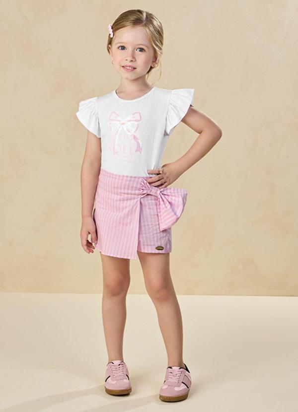 Milli e Nina - Conjunto Blusa e Short Saia Branco