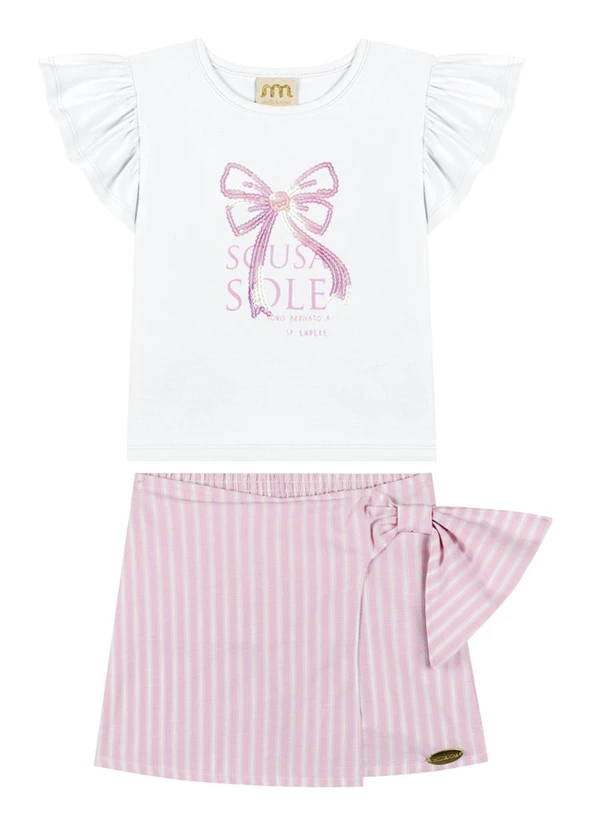 Milli e Nina - Conjunto Blusa e Short Saia Branco 2