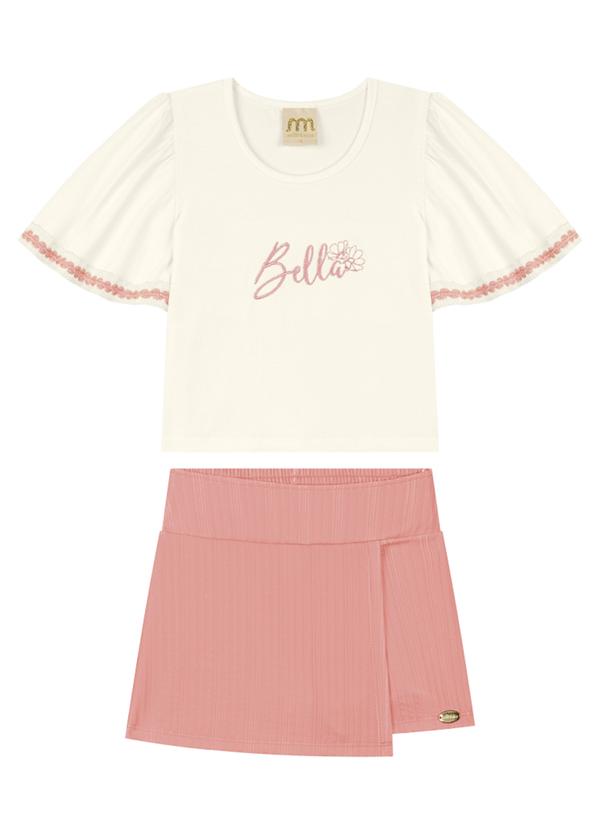 Milli e Nina - Conjunto Blusa e Short/ Saia em Jacquard Rosa 1