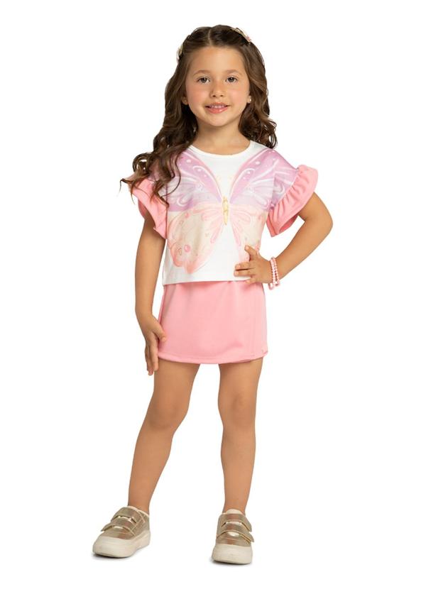 Marlan - Conjunto Blusa e Short Saia em Malha Bege