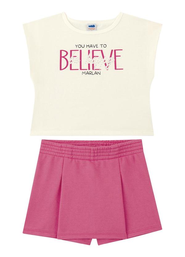 Marlan - Conjunto Blusa e Short Saia em Moletinho Bege 2