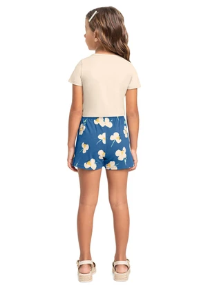 Conjunto Blusa e Short-Saia Infantil Bee Loop Bege - BEE LOOP