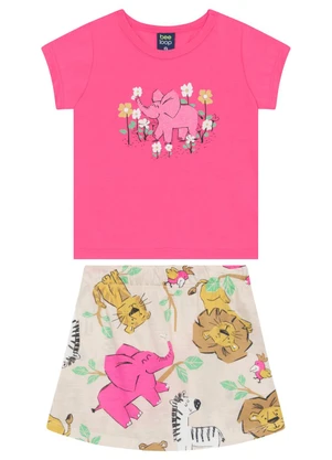 Conjunto Blusa e Short-Saia Infantil Bee Loop Rosa - BEE LOOP