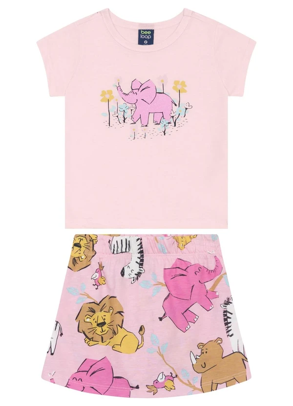 Bee Loop - Conjunto Blusa e Short-Saia Infantil Bee Loop Rosa