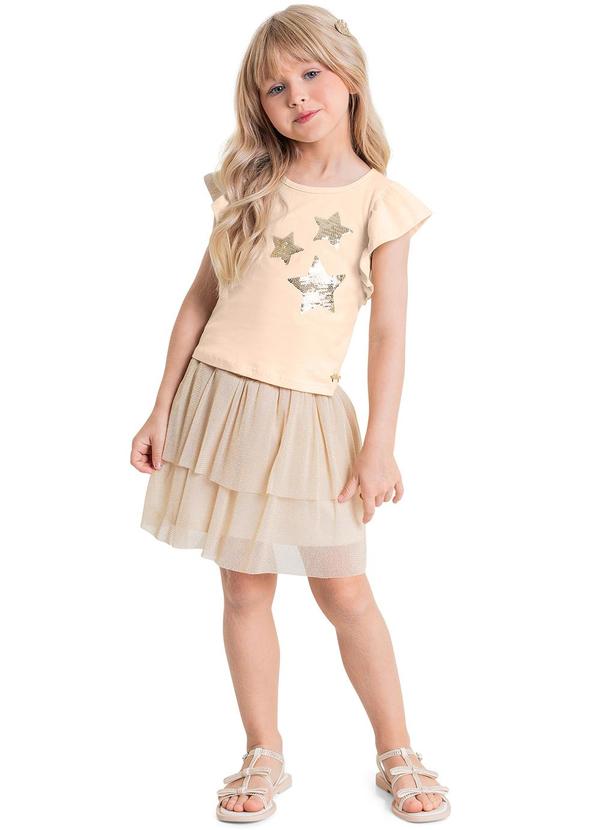 Quimby - Conjunto Blusa e Short-Saia Infantil Bege