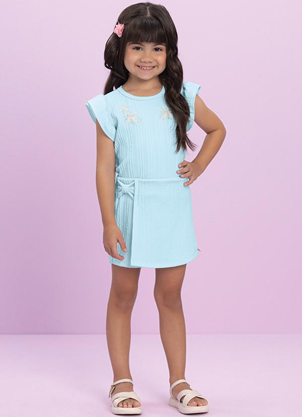 Milli e Nina - Conjunto Blusa e Short/Saia Jacquard Azul