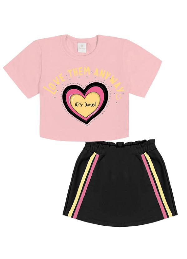Abrange - Conjunto Blusa e Short-Saia Love Multicores