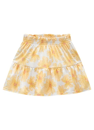 Marlan - Conjunto Blusa e Short Saia Maxi Flower Bege - MARLAN