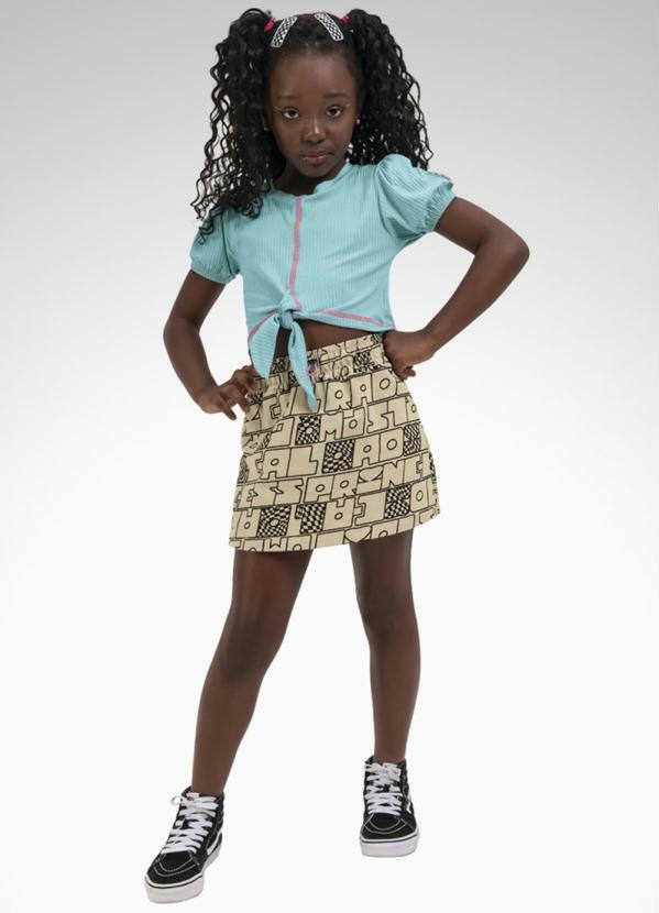 Playground - Conjunto Blusa e Short Saia Menina Azul
