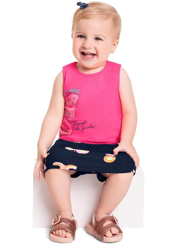 Bee Loop - Conjunto Blusa e Short-Saia Menina Rosa