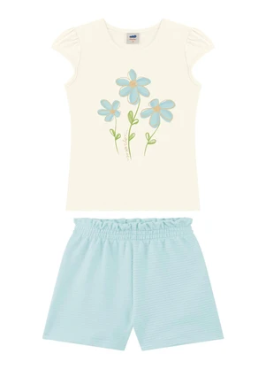 Marlan - Conjunto Blusa e Short Saia Moletinho Bege - MARLAN