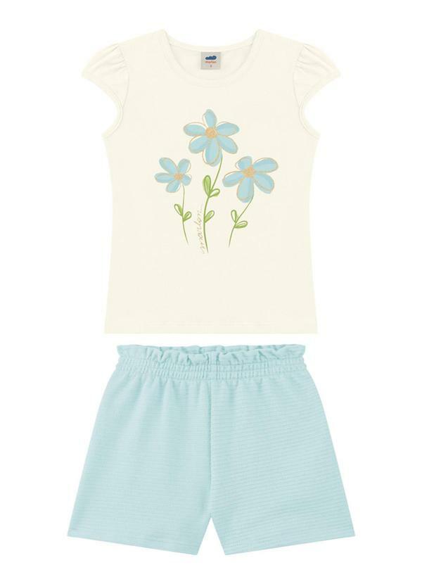 Marlan - Conjunto Blusa e Short Saia Moletinho Bege