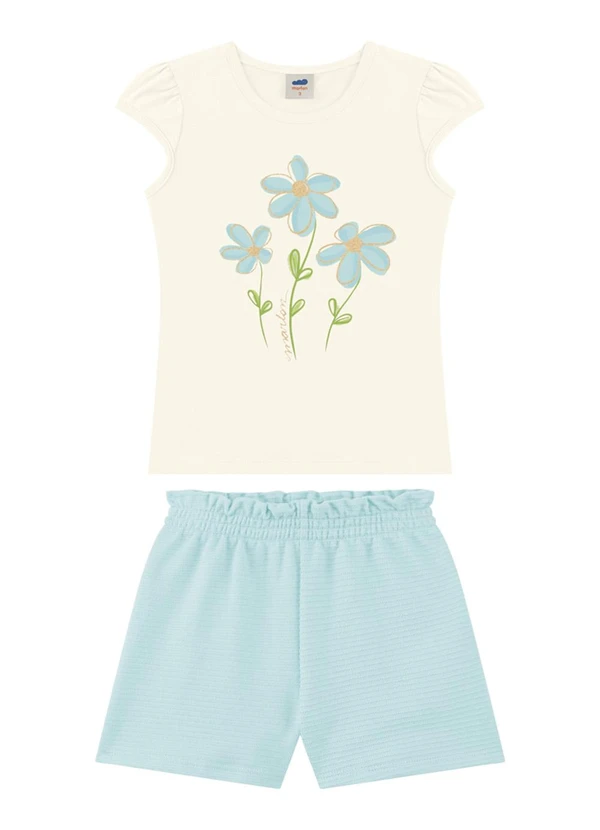 Marlan - Conjunto Blusa e Short Saia Moletinho Bege 1