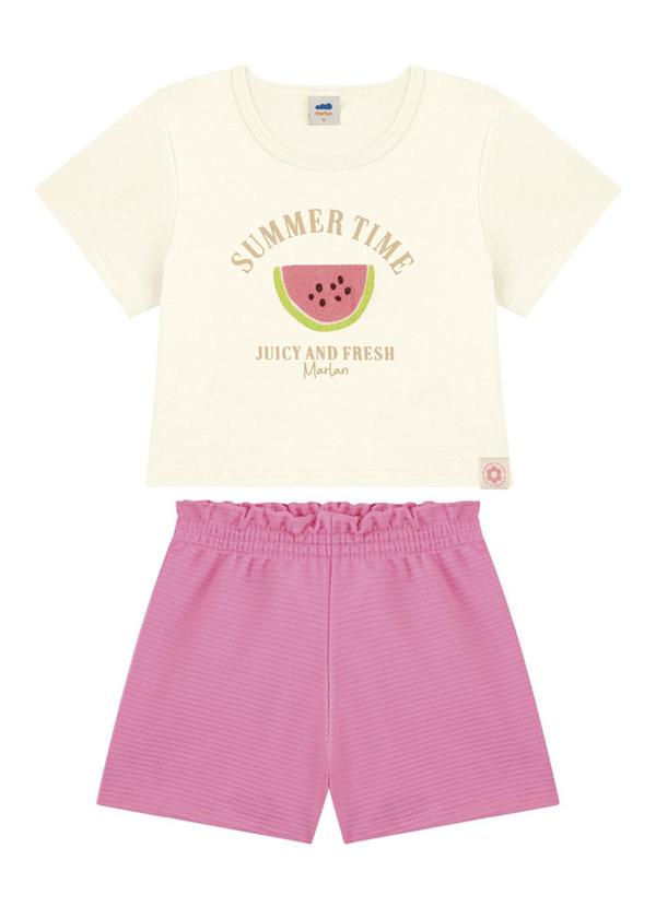 Marlan - Conjunto Blusa e Short Saia Moletinho Bege