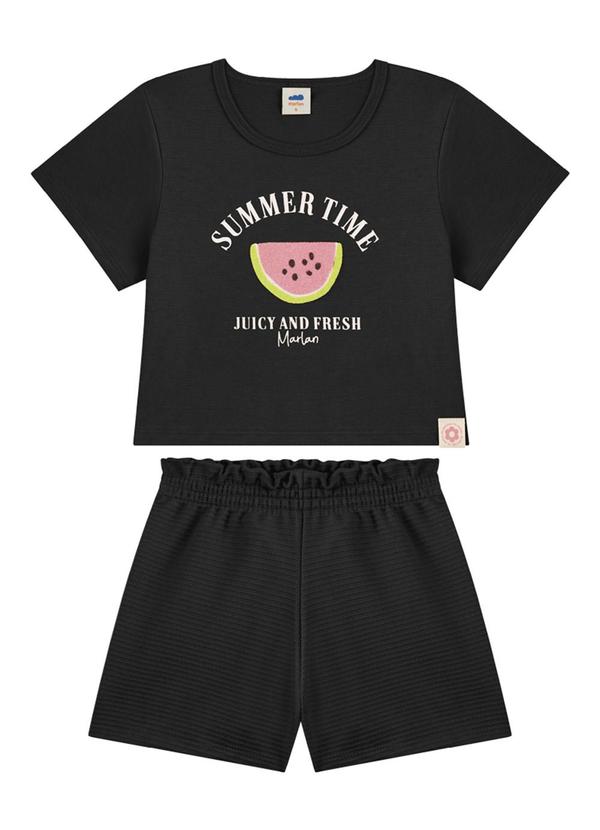 Marlan - Conjunto Blusa e Short Moletinho Preto