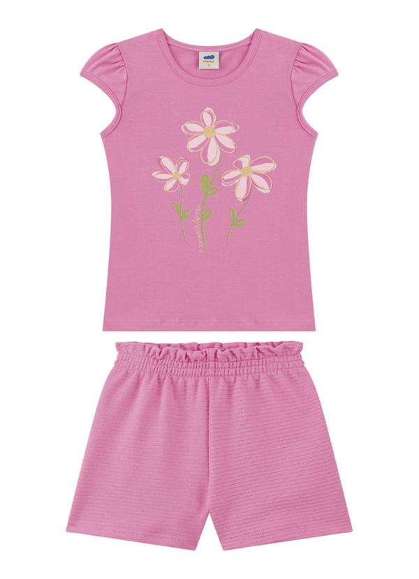 Marlan - Conjunto Blusa e Short Saia Moletinho Rosa