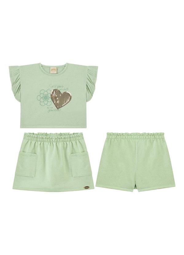Milli e Nina - Conjunto Blusa e Short/Saia Moletinho Verde 2