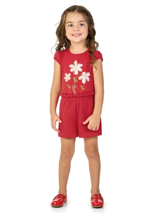 Marlan - Conjunto Blusa e Short Saia Moletinho Vermelho - MARLAN