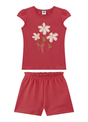 Marlan - Conjunto Blusa e Short Saia Moletinho Vermelho - MARLAN