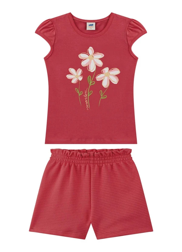 Marlan - Conjunto Blusa e Short Saia Moletinho Vermelho 2