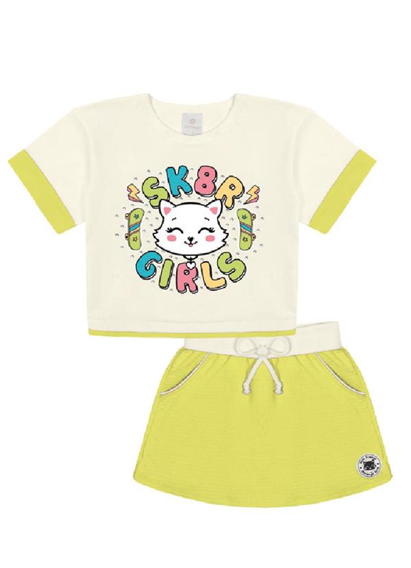 Abrange - Conjunto Blusa e Short-Saia Natural Multicores