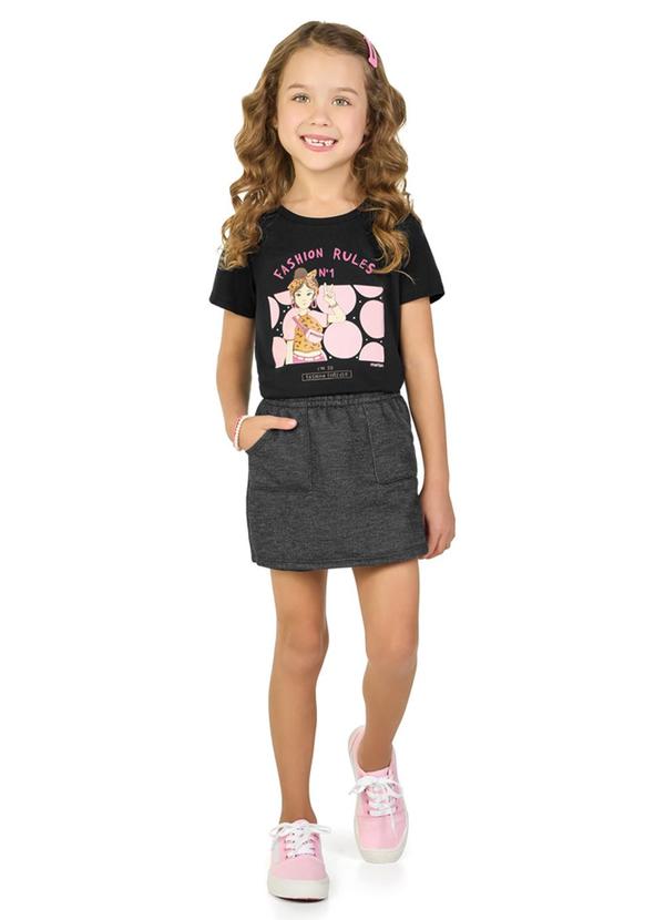 Marlan - Conjunto Blusa e Short Saia Preto 1