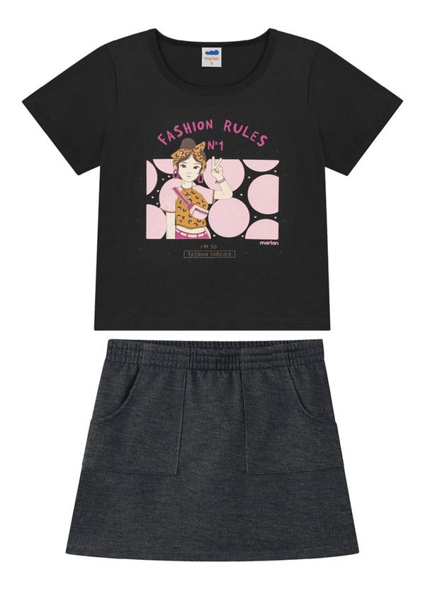 Marlan - Conjunto Blusa e Short Saia Preto 2
