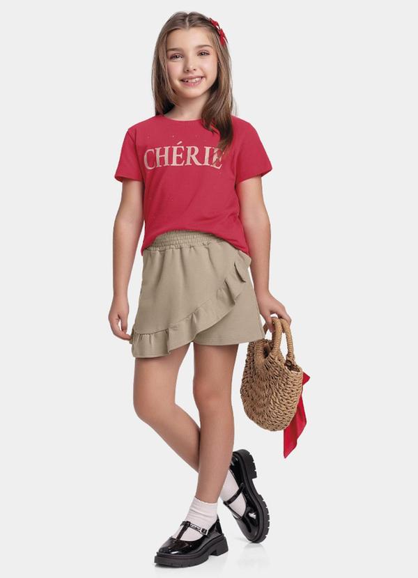 Fakini Kids - Conjunto Blusa e Short Saia Rosa
