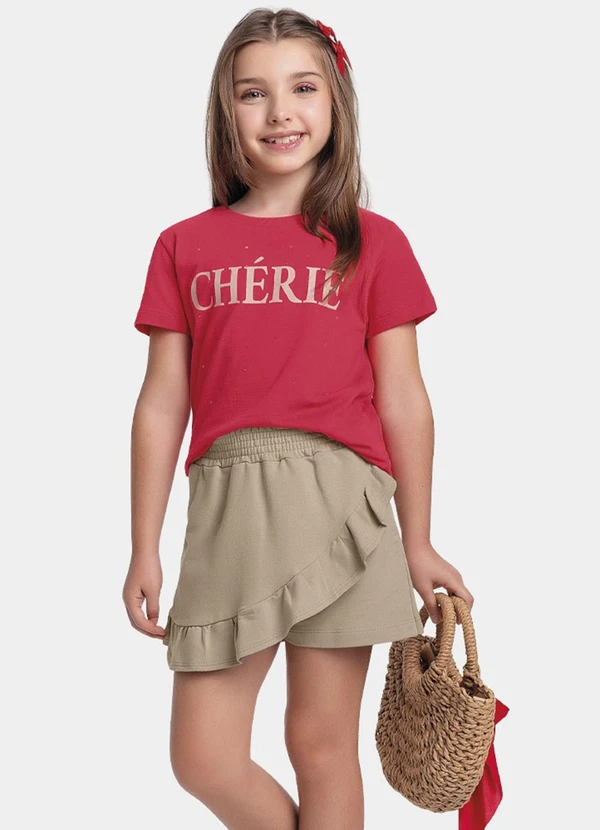 Fakini Kids - Conjunto Blusa e Short Saia Rosa 2