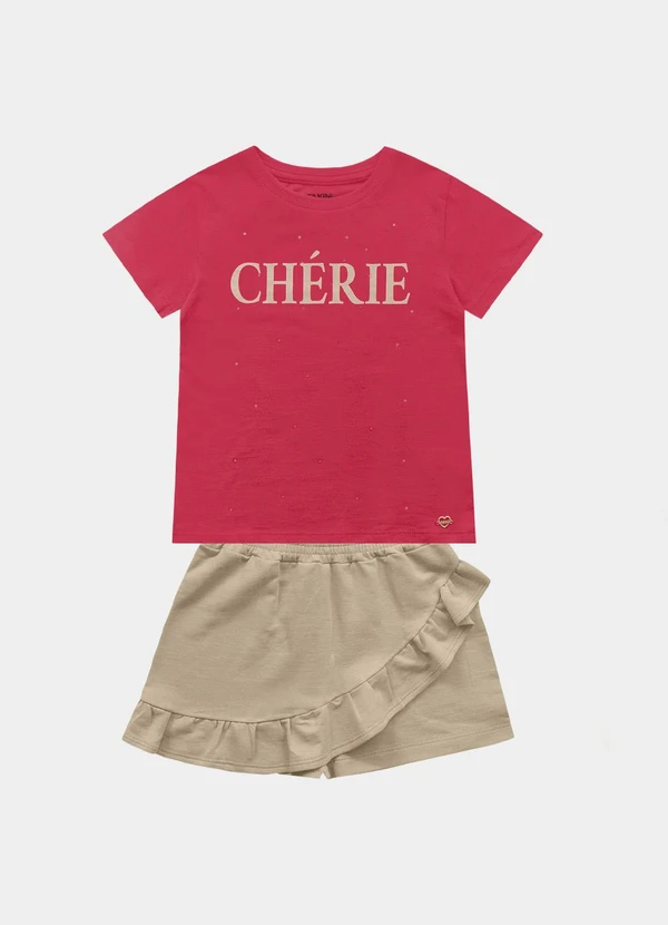 Fakini Kids - Conjunto Blusa e Short Saia Rosa 5