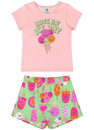 Quimby - Conjunto Blusa e Short-Saia Rosa - QUIMBY